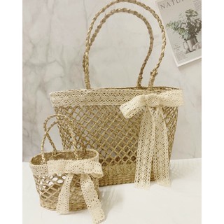 Túi cói xách tay làn Cói nơ ren