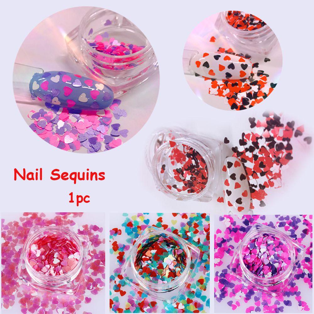 H Hộp Sequin Hình Trái Tim Dán Móng Nghệ Thuật