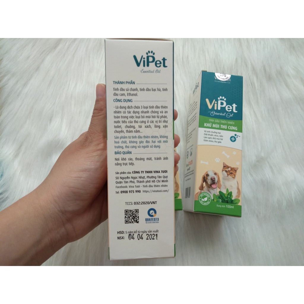 Xịt Khử Mùi Hôi Mèo Chó Vipet 100ml Vina Tươi Nguyên Chất 100%- Diệt Khuẩn