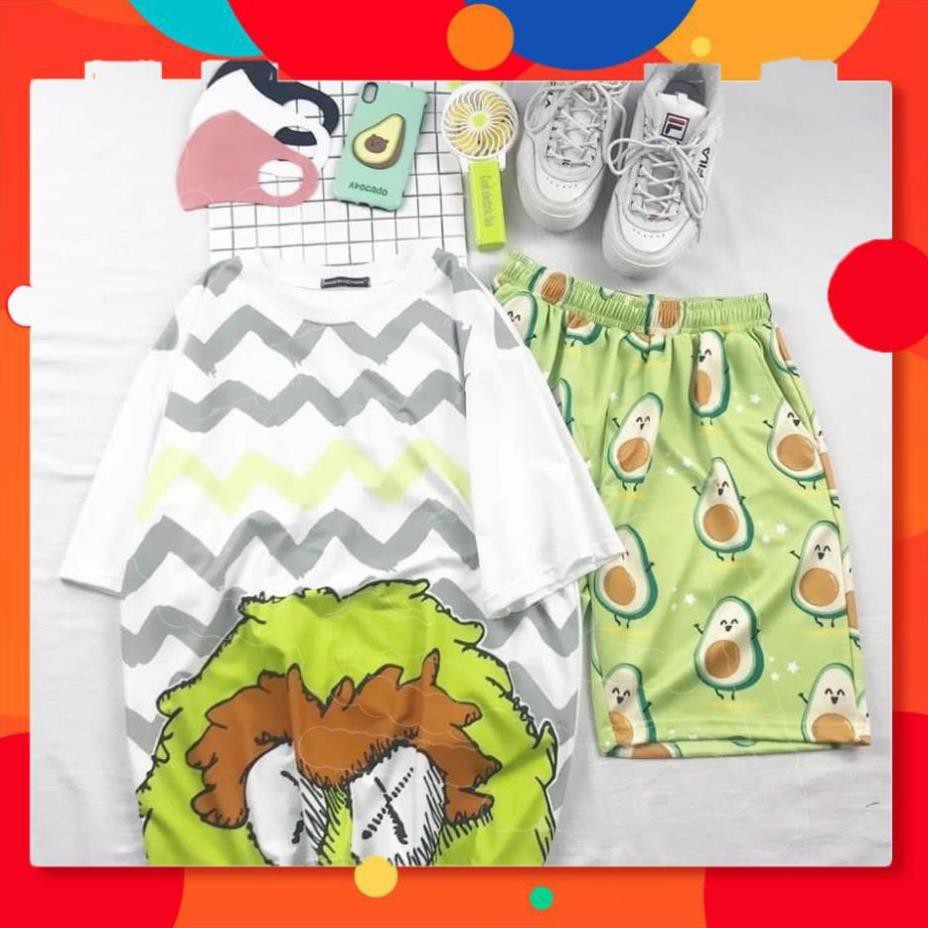 set bộ cartoon nhiều hình quần đùi kèm áo thun tay lỡ siêu dễ thương siêu đẹp