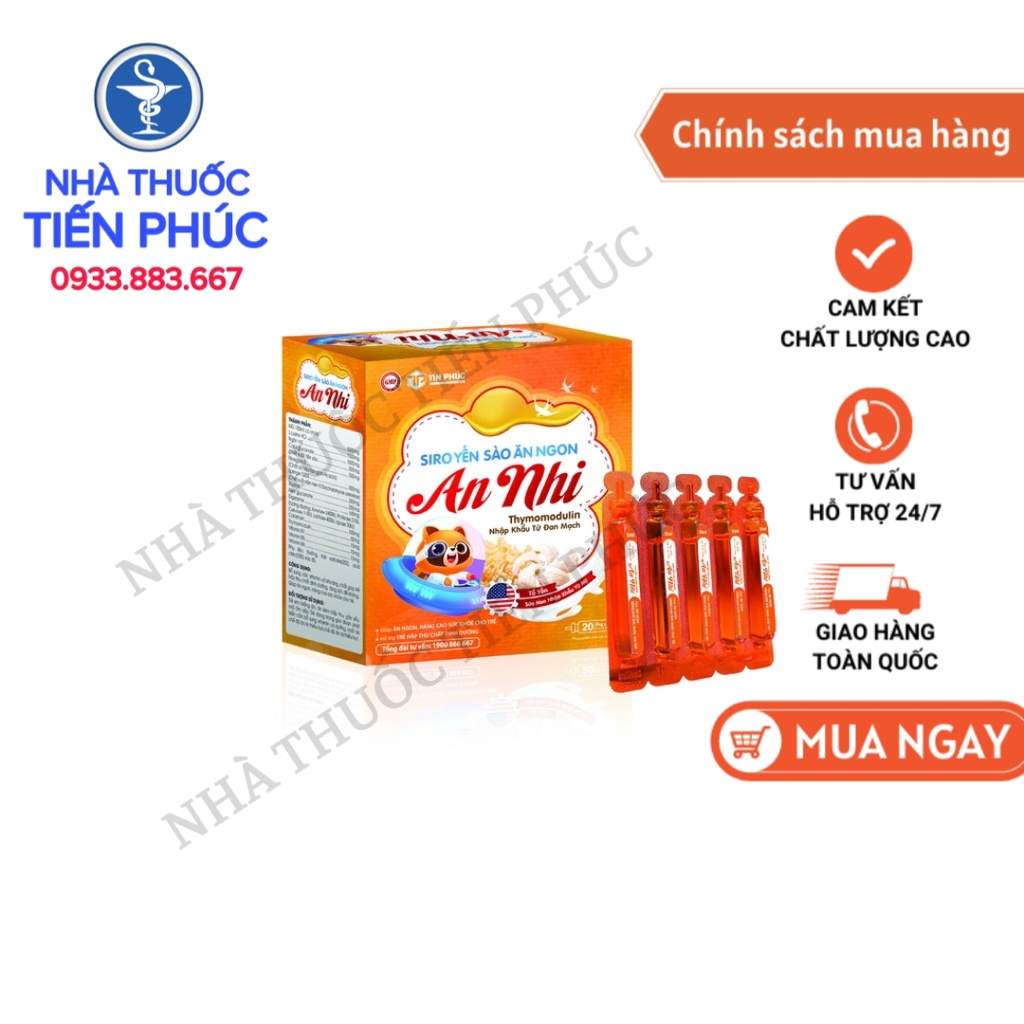 Siro yến sào ăn ngon An Nhi - Giúp tăng cân cho trẻ biếng ăn, kích thích ăn ngon, tăng sức đề kháng Hộp 20 ống x10ML