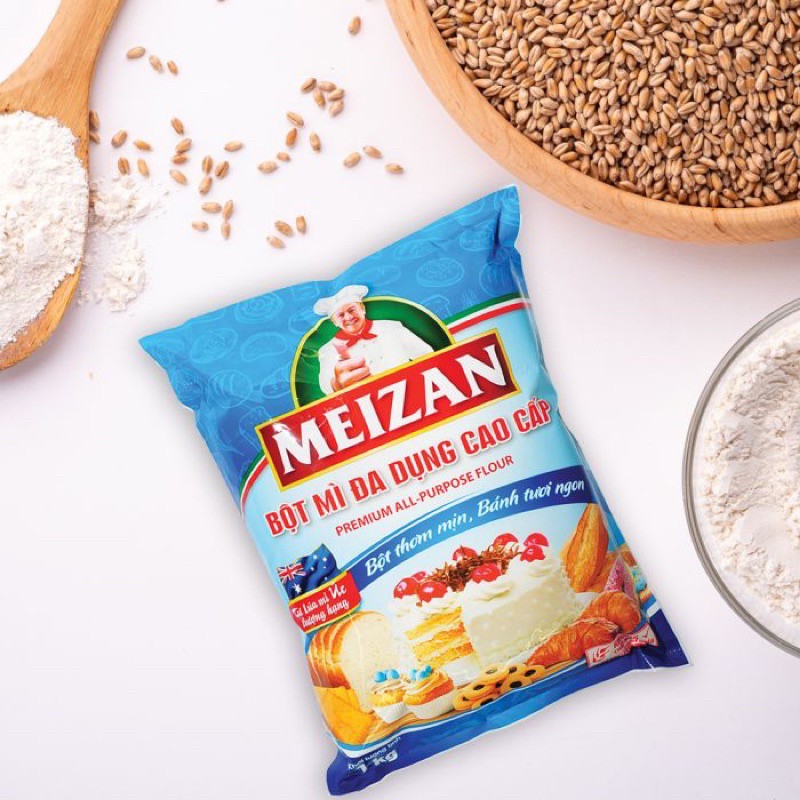 Bột mì đa dụng cao cấp Meizan gói 500gr/1kg , bột mì làm bánh trung thu, bánh ngọt mỳ sợi