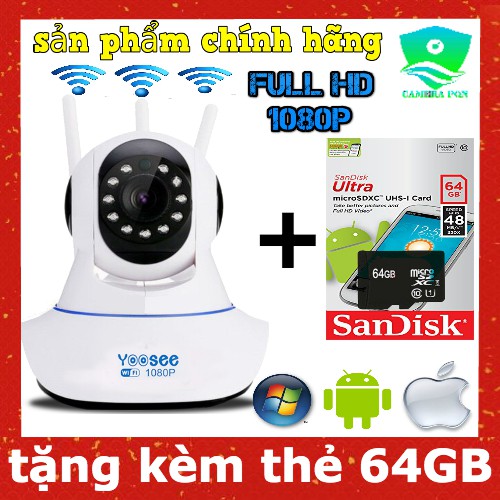 Camera Yoosee 3 Râu 2.0 (Quay Đêm Có Màu) Kèm Thẻ 32GB-Full HD 1080P | BigBuy360 - bigbuy360.vn