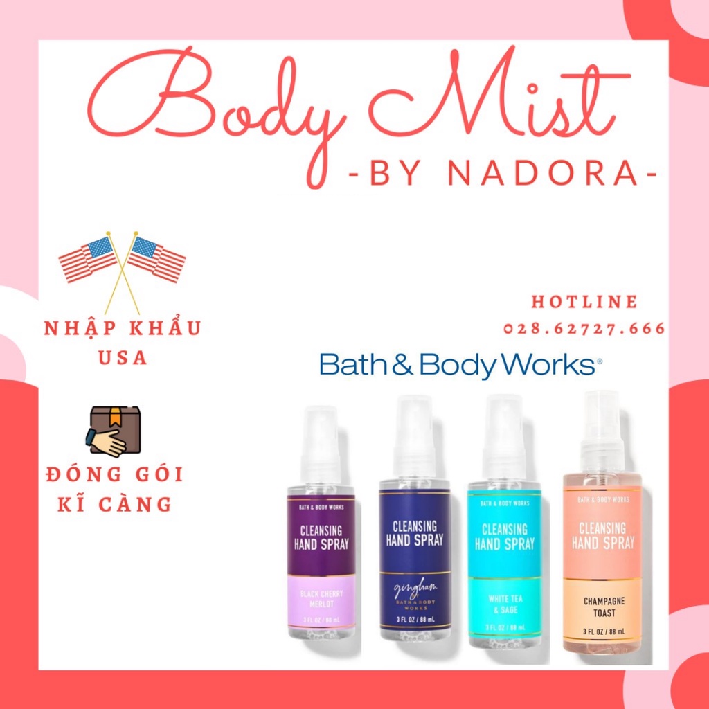 Xịt Rửa Tay Khô Bath And Body Works Hand Spray
