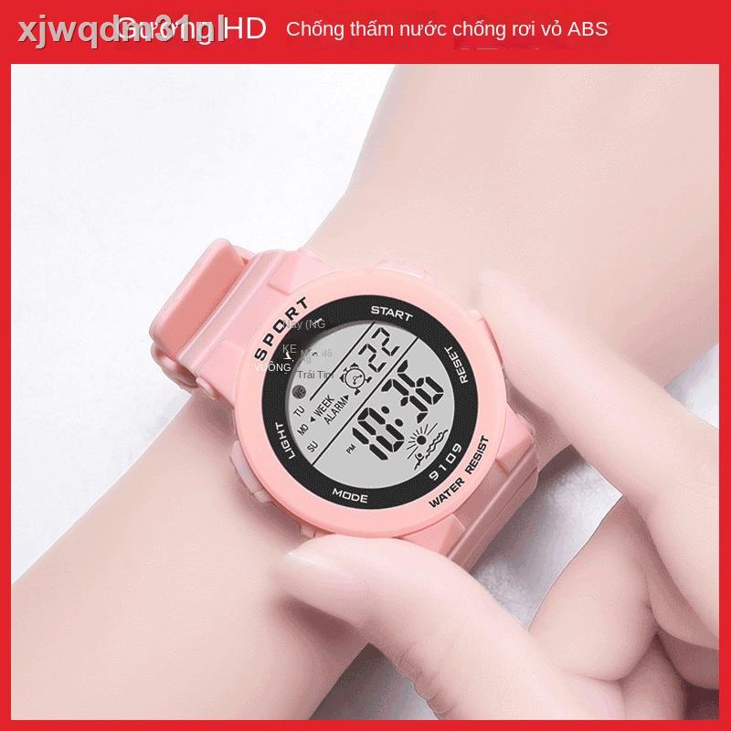 Đồng hồ điện tử thời trang nữ sinh cặp đôi Hàn Quốc chống thấm nước phát sáng vẻ đẹp ngọt ngào viên trắng