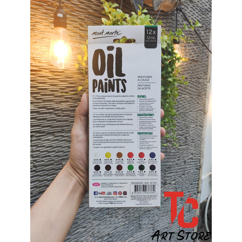 Màu Dầu Mont Marte Set 12ml x 12 màu – Mont Marte Oil Paints