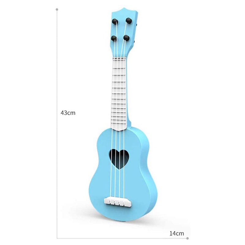 Đồ chơi đàn ukulele mini màu xanh dương/ hồng đáng yêu hỗ trợ học tập cho trẻ em người mới bắt đầu