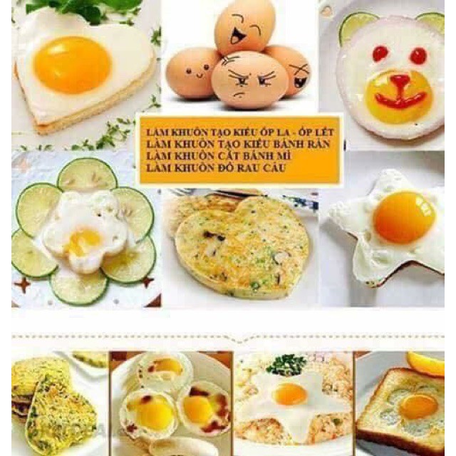 Bộ 4 khuôn chiên trứng tạo hình đáng yêu .