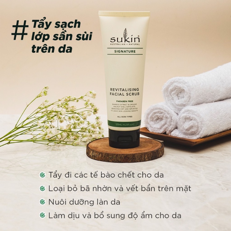 Kem Làm Sạch Tế Bào Chết Da Mặt Sukin Signature Revitalising Facial Scrub