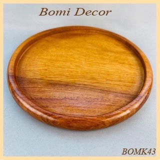Khay gỗ decor BOMI - Khay gỗ đựng đồ ăn gỗ đỏ hình tròn siêu xinh size to BOMK43A