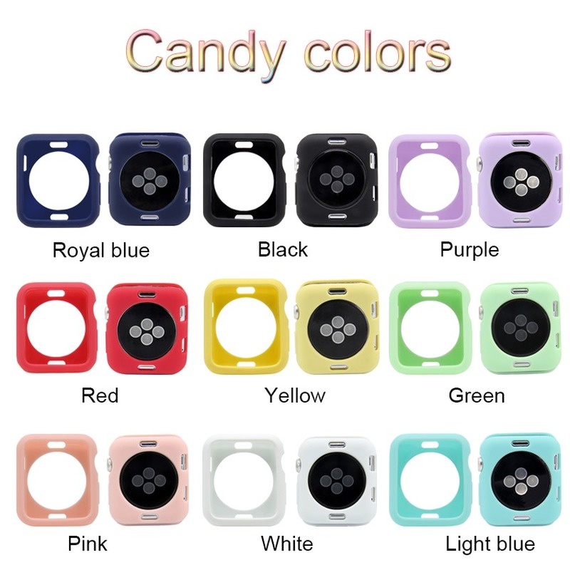 Ốp bảo vệ đồng hồ silicon nhiều màu sắc thích hợp cho Apple Watch Series Se 6 5 4 3 2 1 38mm 42mm 40mm 44mm