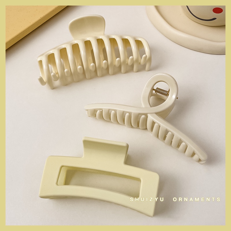 Kẹp Tóc Cỡ Lớn Bằng Acrylic Màu Trắng Phong Cách Hàn Quốc Cao Cấp