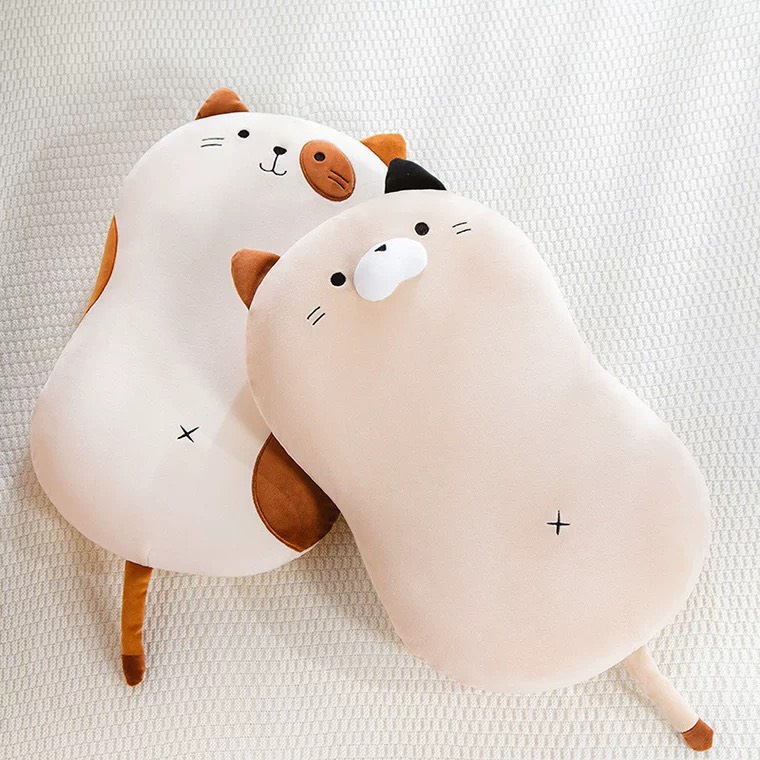 Gối Cao Su Non Bụng Mèo Họa Tiết Cute  - Gối Cao Su Cao Cấp Cho Bé
