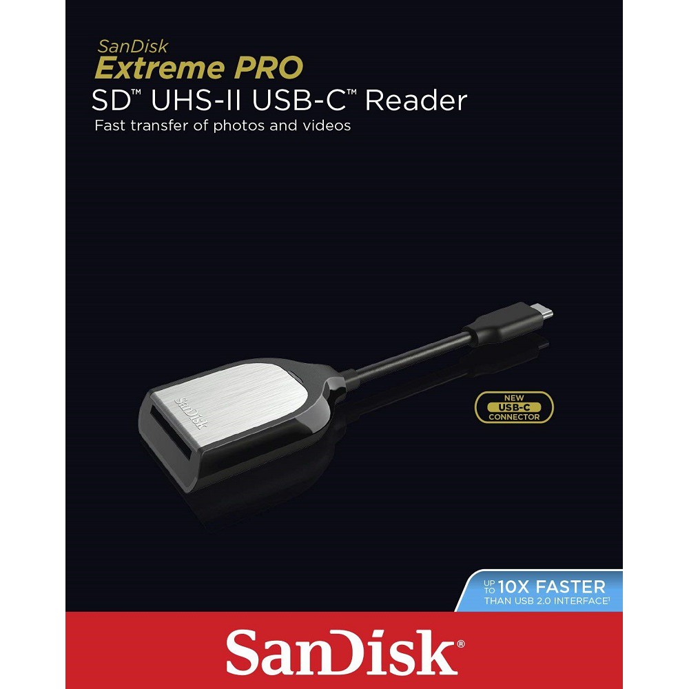 [Mã ELMALL300K giảm 5% đơn 500K] Đầu đọc thẻ nhớ 3.0 SanDisk Extreme PRO SD UHS-II Type-C SDDR-409-G46 (Đen)