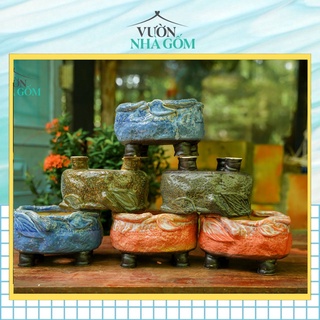 Chậu gốm bonsai 841, dùng trồng sen đá, cây bonsai, Chậu mini, Chậu trồng cây ban công- Vườn Nhà Gốm