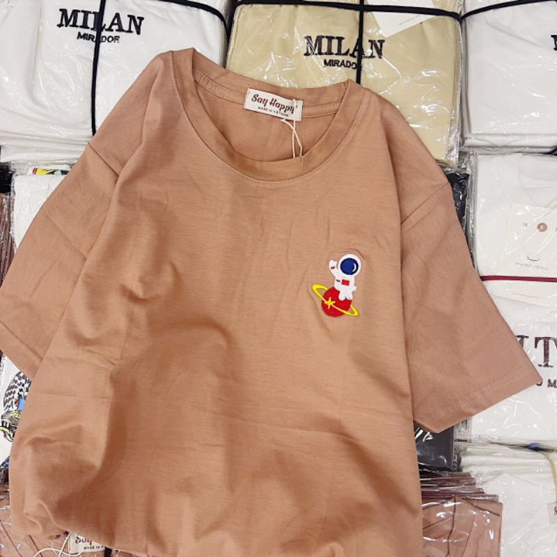 🍍Áo Thun Say Happy thêu Phi Hành Gia🍍