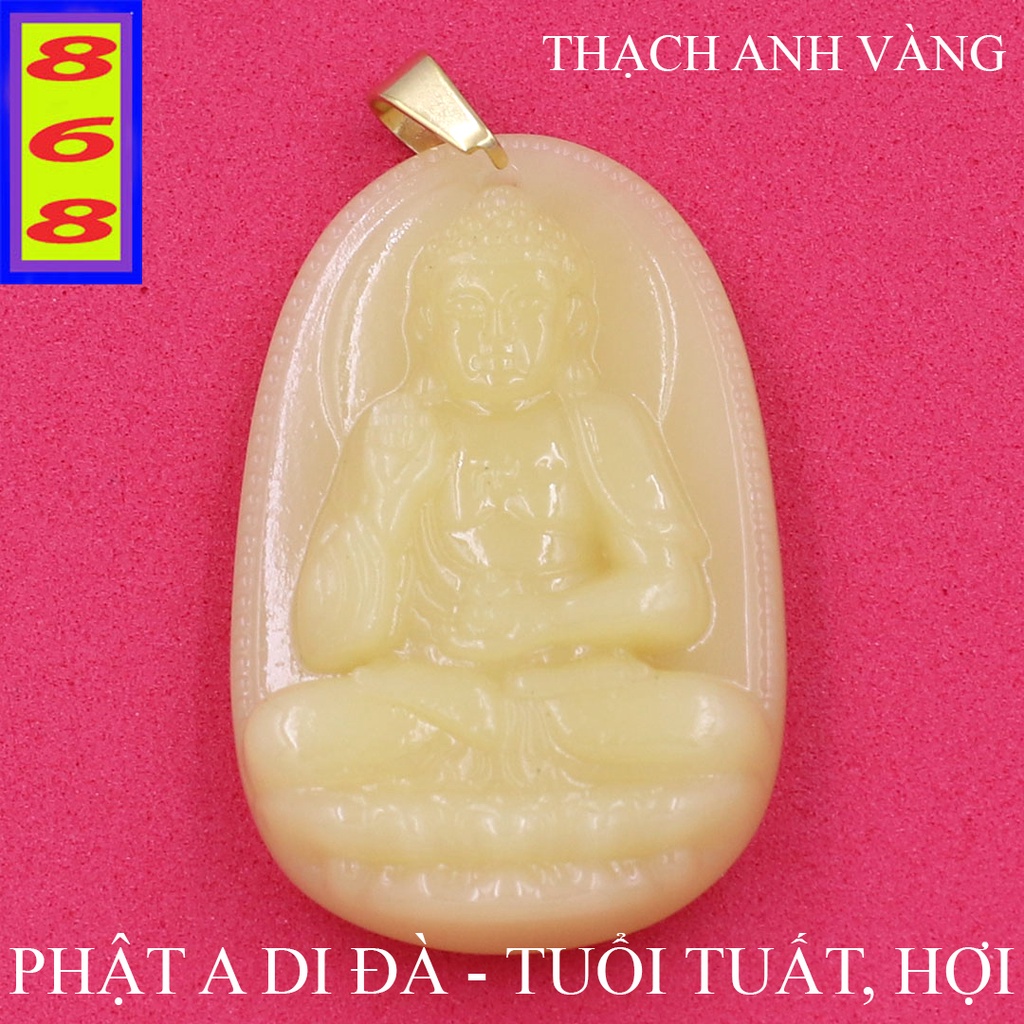 Mặt Dây Chuyền Phật A Di Đà Màu Vàng Size Nhỏ 3.6cm & Size Vừa 4.3cm - Tặng Kèm Dây Dù & Hộp Đựng