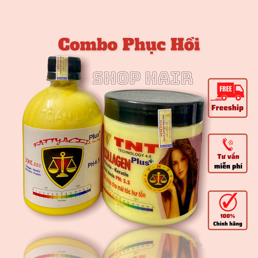 Bộ ba siêu phục hồi Axit béo Plus, Hấp tóc collagen TNT và Keratin thủy phân TNT chính hãng | Bill Hair, Billhair