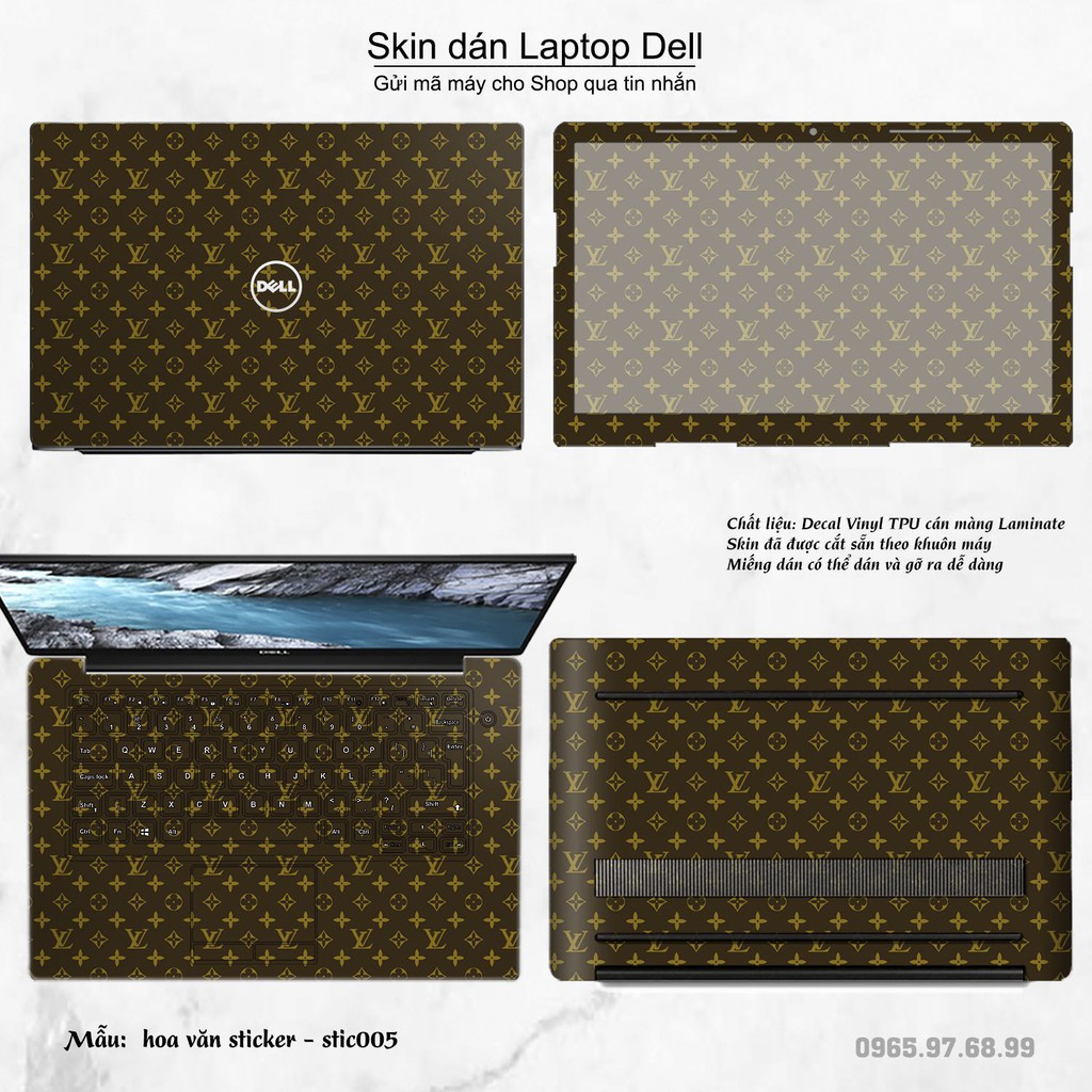 Skin dán Laptop Dell in hình Hoa văn sticker (inbox mã máy cho Shop)