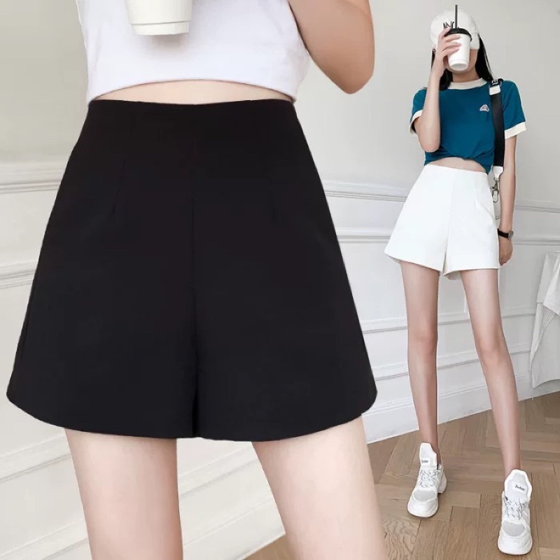 Quần short nữ ống rộng cạp liền, quần short ống loe cạp cao khoá sau vải tuyết mưa cao cấp - Mia Shore M611