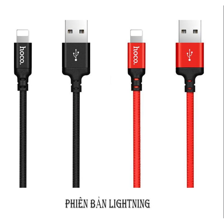 cáp sạc nhanh ⚡CHÍNH HÃNG⚡ Cáp sạc iphone HOCO LIGHTNING X14 được gia công bằng hợp kim nhôm chắc chắn