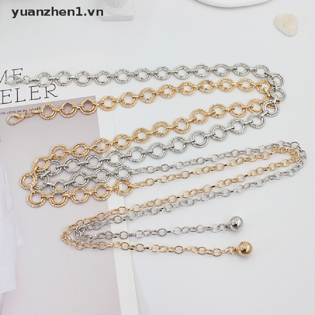 Thắt Lưng Dây Xích Kim Loại Mảnh Có Thể Điều Chỉnh Thời Trang Cho Nữ