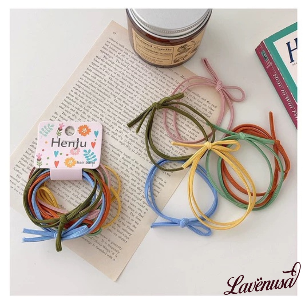 Dây buộc tóc cao cấp co giãn đáng yêu kiểu Hàn Quốc set 6 cái LAVENUSA CT12
