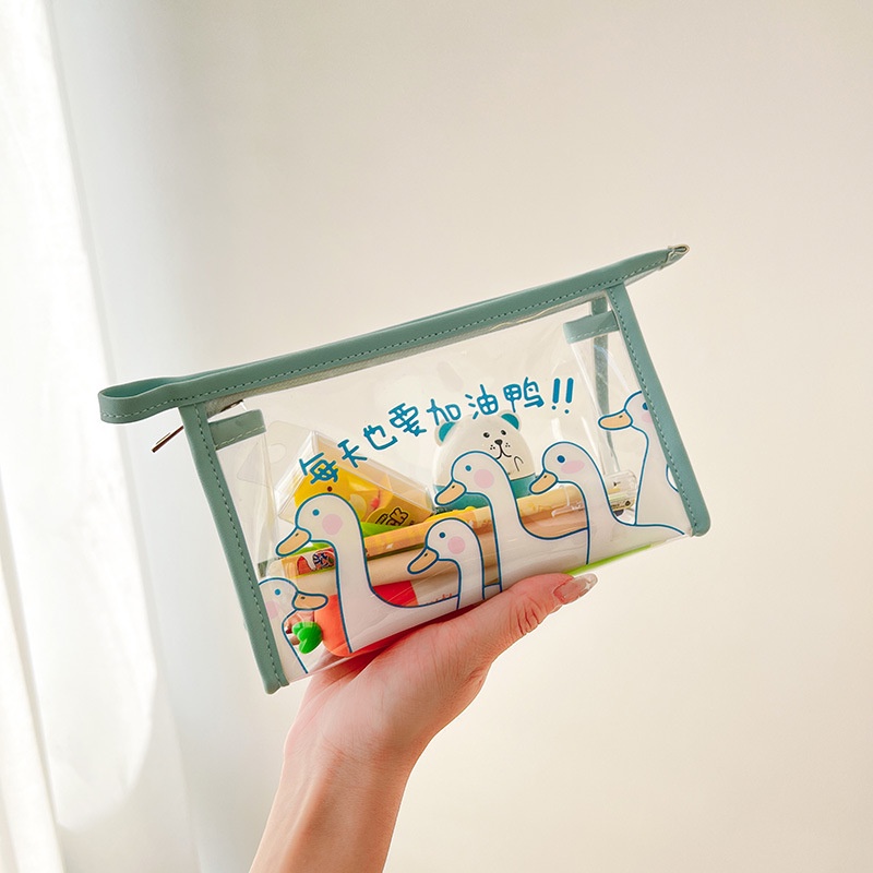 Túi Đựng Bút Bằng pvc Trong Suốt In Họa Tiết Hoạt Hình Đơn Giản Và Dễ Thương