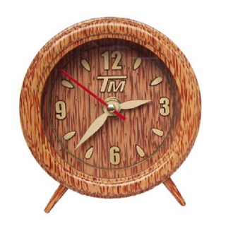 Đồng hồ để bàn hình tròn bằng gỗ dừa mỹ nghệ Bến Tre/Round table clock made by coconut wood of Ben Tre - VietNam