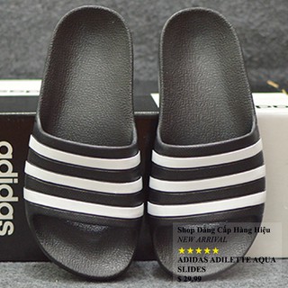 Dép trẻ em Adidas Adilette Aqua đen sọc trắng