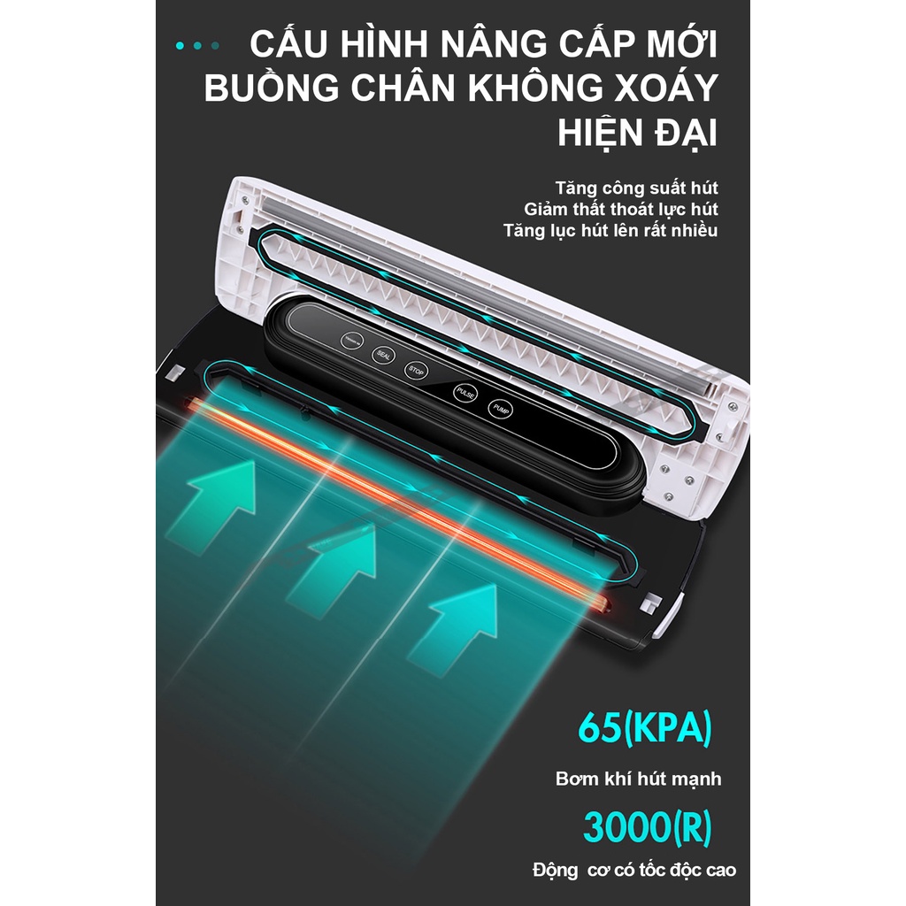 Máy Hút Chân không Thực Phẩm Đa Năng Kiêm Hàn Miệng Túi Gulife GLHC-600 - Công Suất Cao Gọn Tiện Lợi - Tặng 10 Túi Hút