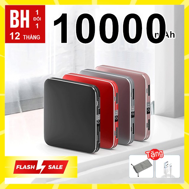 [Qùa tặng trị giá 50K] PSạc Dự Phòng 10000mAh, 2 input/2 output, Pin lithium A+polymer tiết kiệm năng lượng, BH 12 tháng