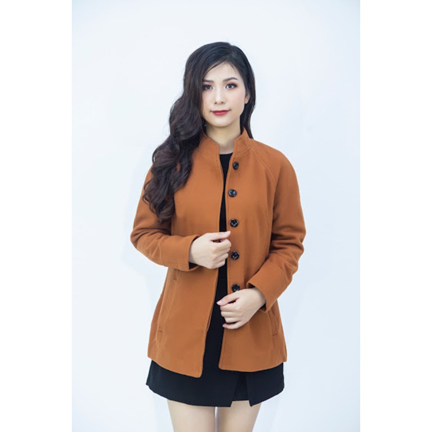 Áo khoác dạ Zenic màu nâu cổ trụ 63460 | BigBuy360 - bigbuy360.vn