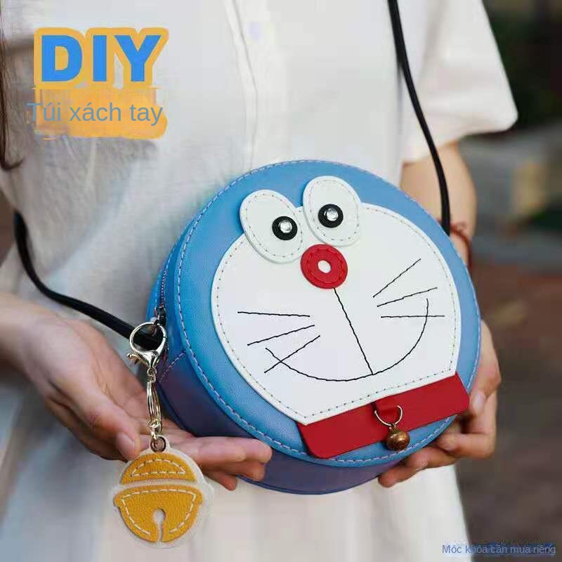 Nguyên liệu làm túi tròn đeo chéo/ một bên vai phong cách hoạt hình Doraemon thủ công DIY