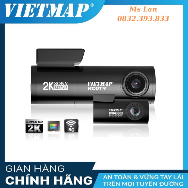 Camera Hành Trình VietMap KC01, Ghi Hình Trước Và Sau Cùng Lúc Full HD 1080P, Hỗ Trợ Thẻ Nhớ MicroSD 128GB
