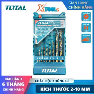 Bộ mũi khoan kim loại hss 9 chi tiết total tacsd0095 1-10mm hợp kim siêu cứng, mũi khoan sắt hợp kim -chính hãng-xtools