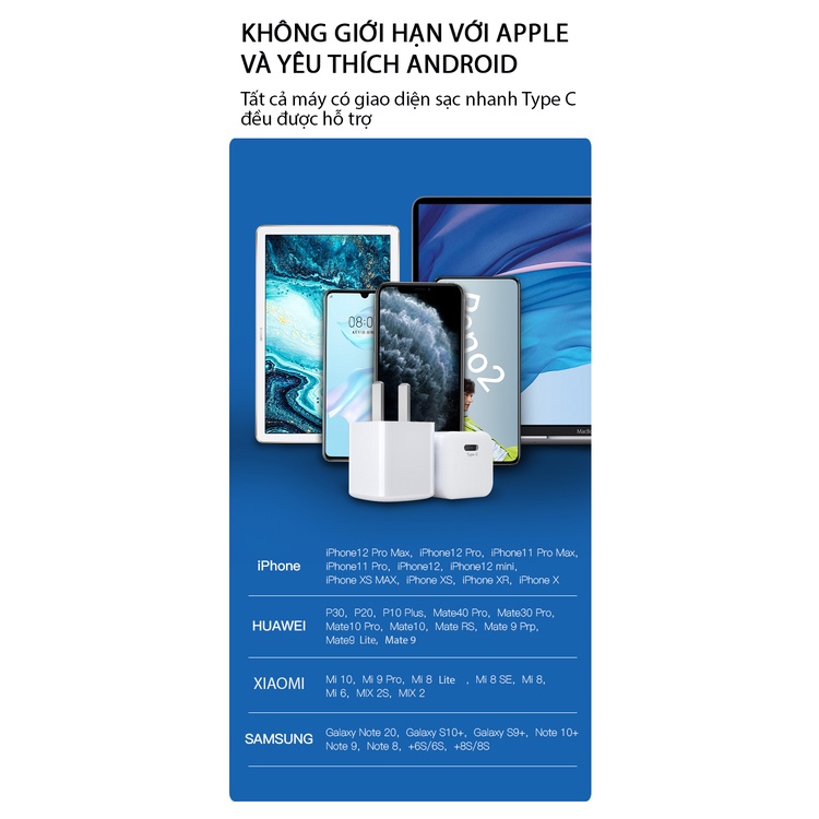 Củ Sạc Nhanh 20W PD101 MOVE SPEED - Sạc Nhanh Type C 20W Dành Cho Iphone, Ipad, Samsung, Huwei..