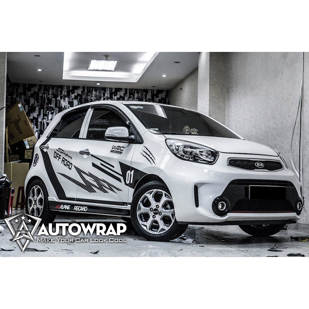 Tem họa tiết xe Morning OFF ROAD - Tem họa tiết ô tô Kia, tem dán sườn xe thể thao