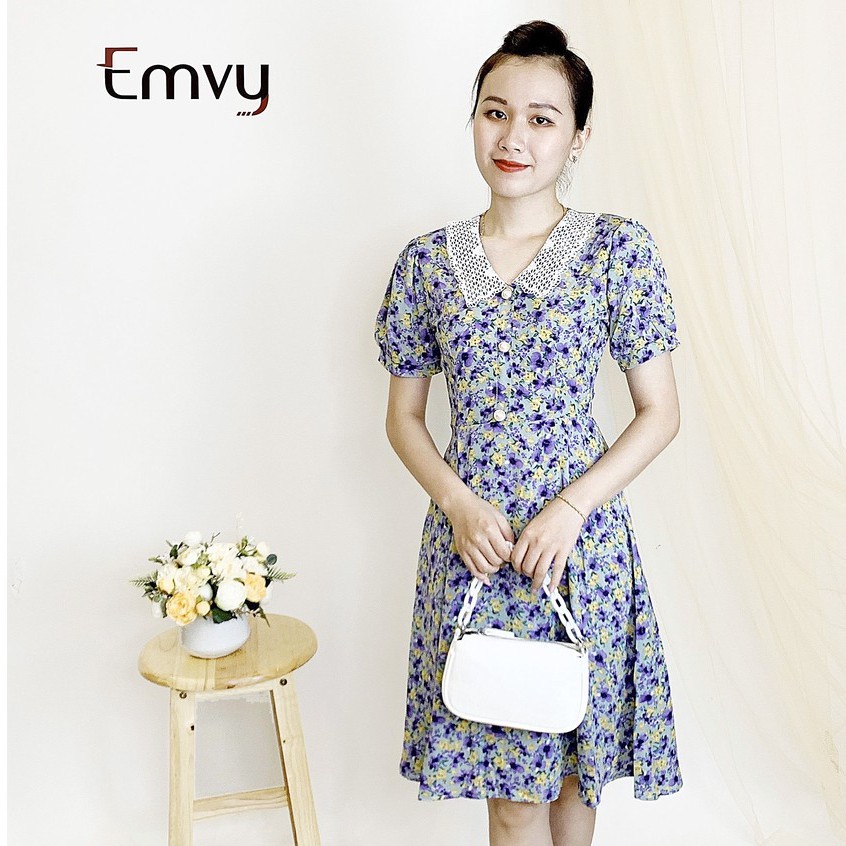 [Mã WASTMAY giảm 15% tối đa 30K đơn 150K] Đầm dáng xòe hoa nhí cổ ren Emvy - V33 | BigBuy360 - bigbuy360.vn
