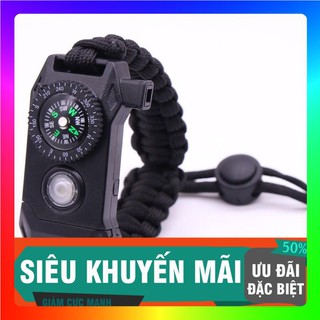 Vòng Tay Sinh Tồn- Đèn Pin- Đánh Lửa- La Bàn- Còi Kêu Cứu- Có Dây gúc - Hàng Có Sẵn