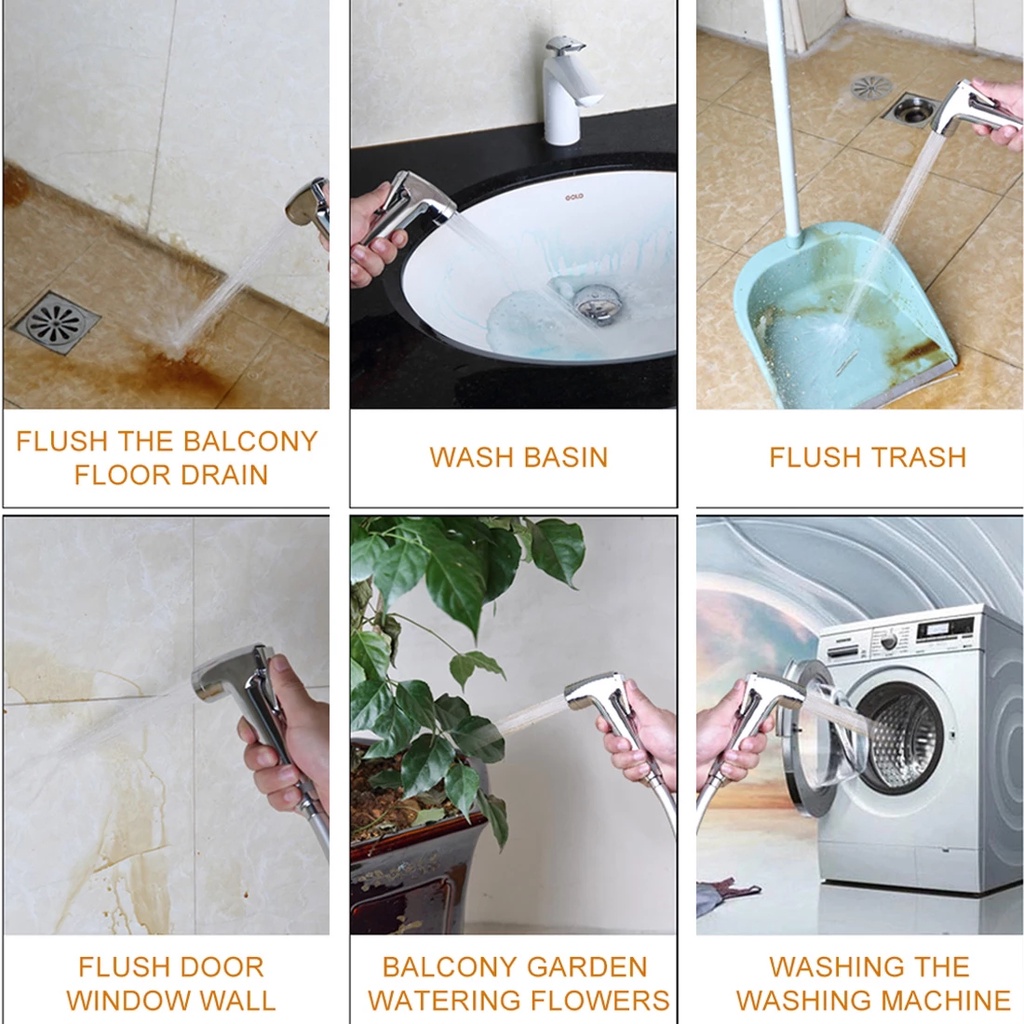 Vòi xịt nước toilet cầm tay hai chức năng bằng thép không gỉ chất lượng cao cho nhà tắm / phòng vệ sinh