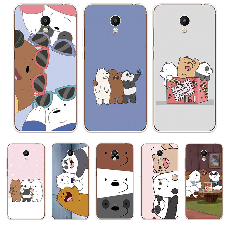 Meizu M3 M3S M5 M6 Note Soft TPU Silicone Phone Case Cover Three Bare Bears 3