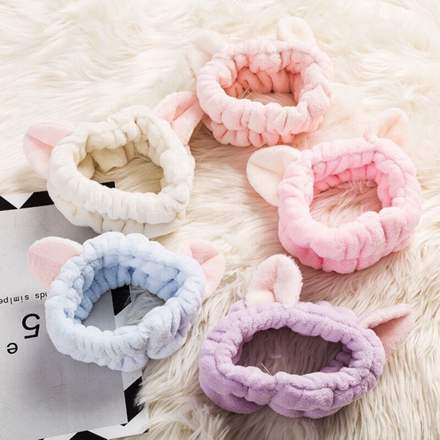 Băng Đô Turban Tai Mèo 3D Vải Nhung Bông Mềm Mịn Siêu Cute Full Màu! BĐ01