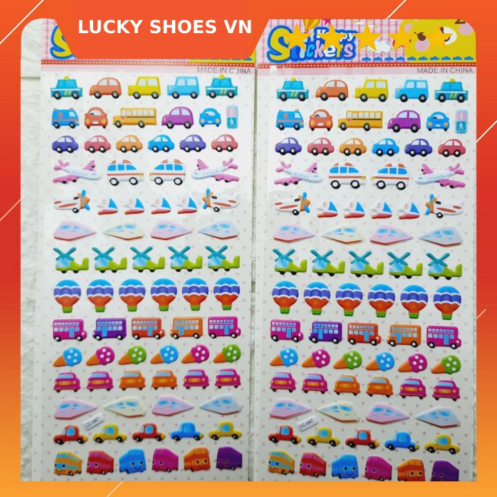 Sticker dán hình xe cộ cho bé vừa chơi vừa học kiểu dáng sticker đẹp bé nào cũng thích LUCKY SHOES VN- S25