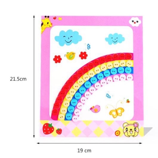 Tranh giấy trang trí dán nút áo cho bé