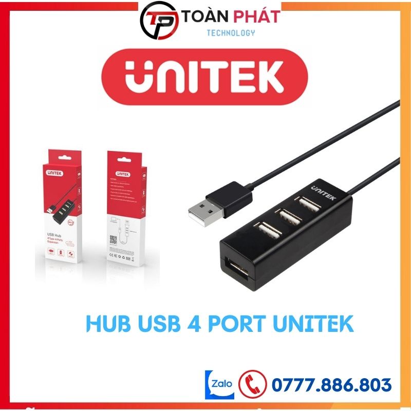 Bộ chia cỗng USB UNITEK, Hub 4 port chia cỗng USB cho nhiều thiết bị 1 ra 4 tốc độ 2.0