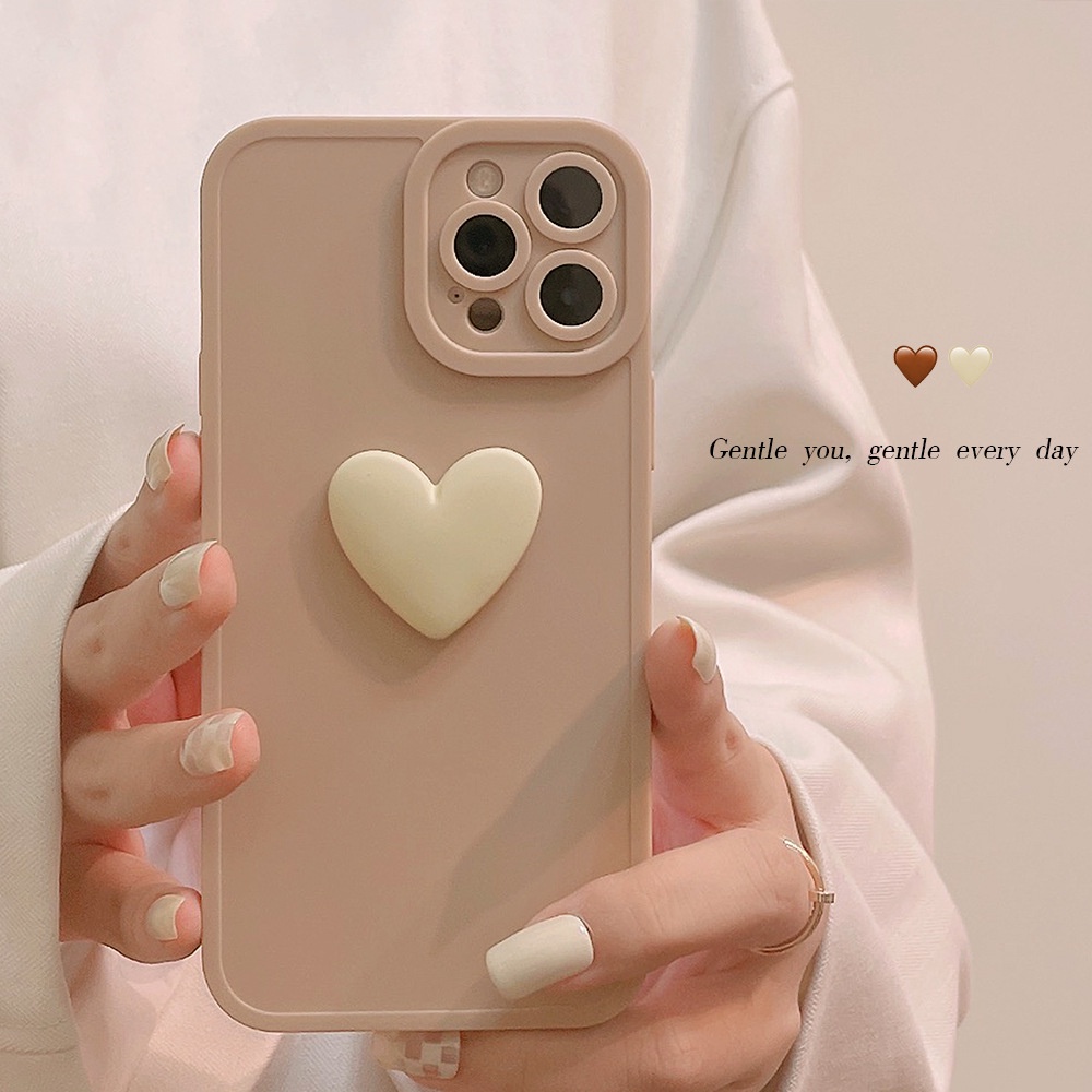 Ốp điện thoại TPU dẻo hình trái tim màu trơn cho iPhone 11 Pro Max X Xr Xs Max 7 8 Plus Se 2020 12 pro max 12 mini | BigBuy360 - bigbuy360.vn