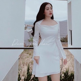 đầm trắng xòe nhẹ cổ thuyền 051219