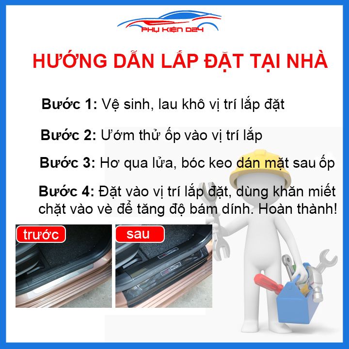 Bộ nẹp bước chân trong ngoài vân Cacbon xe Outlander 2016-2017-2018-2019-2020 chống trầy làm đẹp ô tô