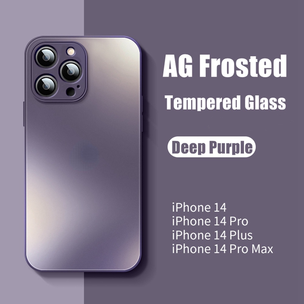Ốp Điện Thoại Kính Cường Lực Cứng Nhám Viền Mạ Màu 14 AG Cho iPhone 14 13 Pro MAX 12 11 Pro MAX 14 Plus